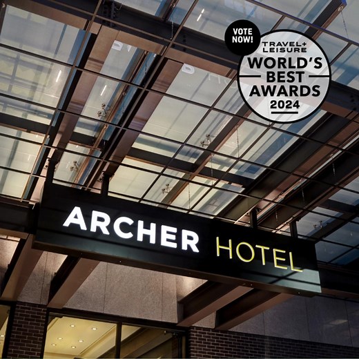 We’d love your vote. Take a moment and cast your ballot for Travel Leisure’s 2024 World’s Best Awards and enter to win a $15,000 cash prize or a trip for two, courtesy of Travel Leisure. The Archer Hotel Collection and five of our locations — Archer Austin, Burlington, Napa, New York, and Tysons — have been nominated, and your vote will put us one step closer to earning the coveted award. | Archer Hotel