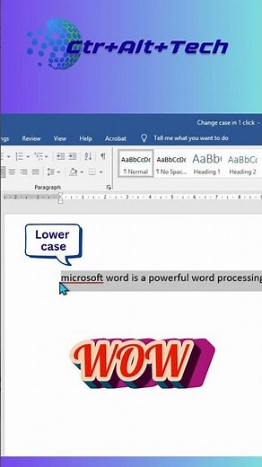 MS Word One Minute Hack! - Change Case in a sentence. #microsoft #msword #mswordtutorials