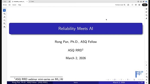ASQ RRD series webinar: Understanding ML/AI (for reliability engineers)