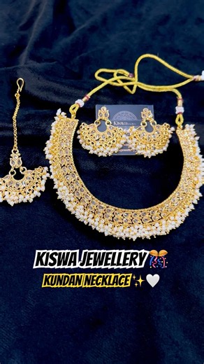 ✨👑 Original Golden Kundan Zircon Necklace Set with Pearl for Nikah Function 💛✨🌸#pakistan #lahore
