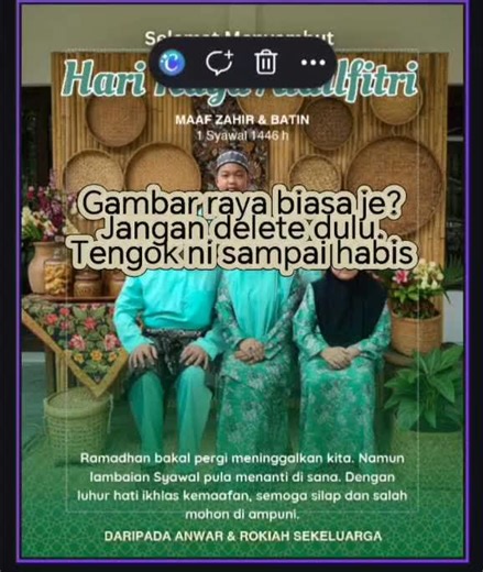 Gambar raya biasa je? Jangan delete dulu. Tukar je jadi poster raya ala studio. Saya jumpa 100 template poster raya. Edit guna phone je. ✔ Pilih background ✔ Tukar gambar keluarga ✔ Tukar nama Tak sampai 1 minit dah siap poster raya cantik. Template ada dekat link bio #templateposterraya #posterrayacanva #raya #raya2026