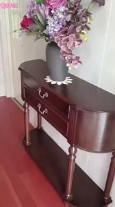 Solid Wood Half Moon Console Table 35.4", Entryway Table with 2 Storage Drawers & Open Shelf, Retro Curved Sofa Tables, Pine Legs, Accent Furniture for Living Room Hallway Foyer, Black