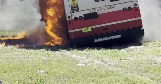 Viewer video captures JTA bus on fire in Arlington