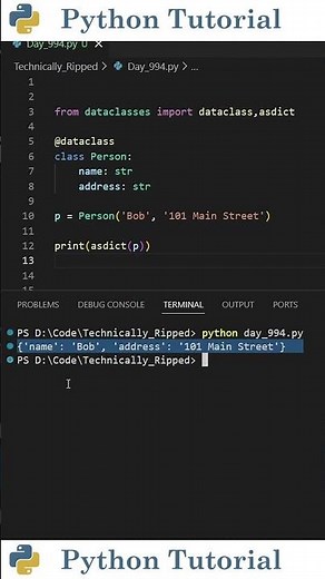 Turn a Dataclass Into a Dictionary in Python | Python Tutorial