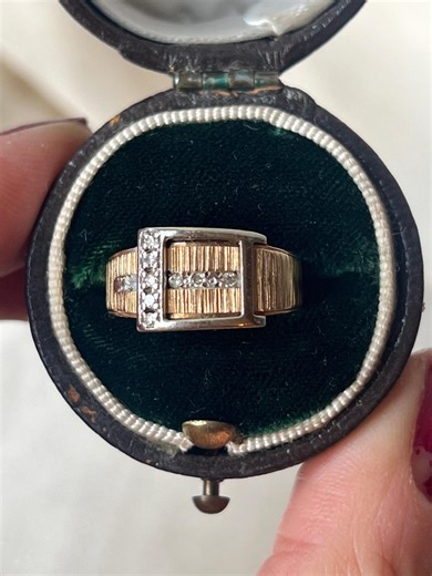 Vintage 14k Two Tone Gold & Diamond Buckle Ring - Etsy