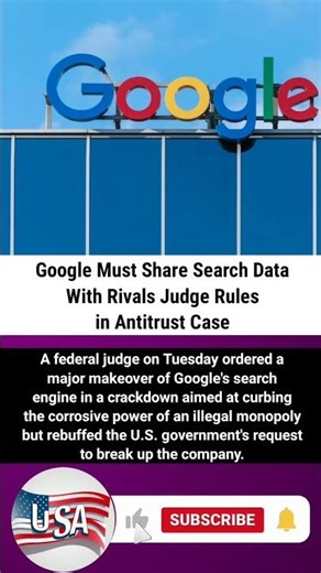 Google Ordered to Share Search Data in Antitrust Ruling! 🚨 #breakingnews #america #google