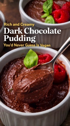 Rich and creamy dark chocolate pudding you’d never guess is vegan