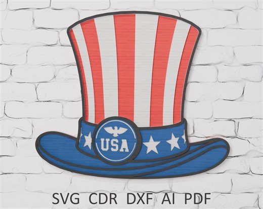 Uncle Sam Hat Laser Cut File, Patriotic July 4th Wall Art (SVG, DXF, PDF) - Etsy UK
