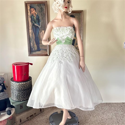 Vintage 1950s Fairy Tale Hand Painted Rhinestone Debutante Prom Dress Gown XXS - Etsy