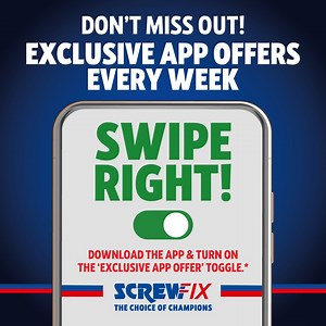 Match with the weekly deal of your dreams 😍 Swipe right and turn on the exclusive app offer toggle on the Screwfix app. If you still haven't got the app, click here https://bit.ly/3XWXDyP | Screwfix