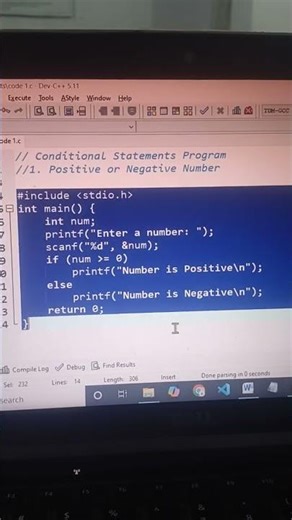 C Program: 16/1000 | Positive & Negative Program | Conditional Statements#nitinsir #c #viral #shorts