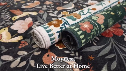 Moynesa Bedroom Rug 5x7, Washable Modern Transitional Black Area Rugs for Living Room Dining Room, Farmhouse Floral Bird Print Carpet, Folk Art Home Decor Open Floor Areas Non-Slip Protection