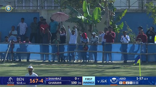 Yet another century for Sudip Kumar Gharami 💯 The Bengal batter continues his fine form 💪 Updates ▶️ https://www.bcci.tv/domestic/ranji-trophy-elite-2025-26/match/118 #RanjiTrophy | IDFC FIRST Bank | BCCI Domestic