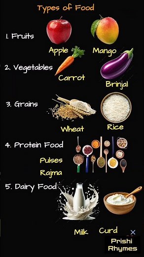 Types of Food | Fruits, Vegetables, Grains, Protein & Dairy Foods | Learn Food Groups | Healthy Food