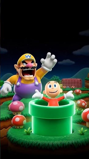 Caillou escaping from the Mushroom Kingdom, under Wario's control.