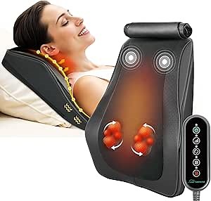 Snailax Back Massager for Back Pain Deep Tissue, Shiatsu Neck and Back Massager with Heat, Vibration, Kneading Massage Pillow for Neck, Shoulder, Gifts for Mom, Dad