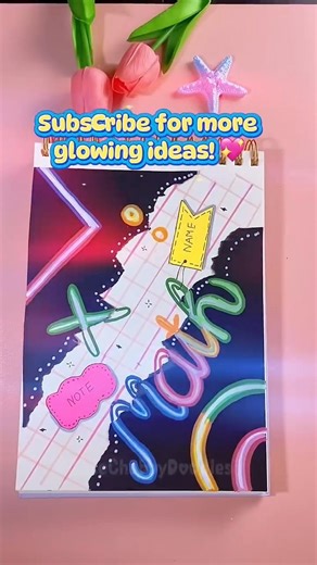 Unique Neon Math Front Page Ideas 🔢 🩵Glowing Doodles! #CuteChubbyDoodles #shorts