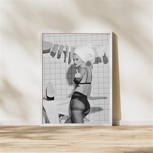 Sexy Pin-up Art Print, Lingerie Woman Illustration, Retro Glamour Wall Decor, Bold Black and White Poster, Digital Download - Etsy