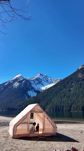 Trish | HIKING + ADVENTURE MOM on Instagram: "Don’t mind us, just camping in our big ol’ blow up cabin-like tent 🙌🏼 @wise_tiger_official made camping in tents that much more comfortable for families! What a difference it makes to be able to stand in a tent for once!! Comment “TENT” if you want the link ⛺️ #ad #wisetigerpartner #tent #glamping #outdoors #explore #adventure #family #toddler #sahm #motherhood"
