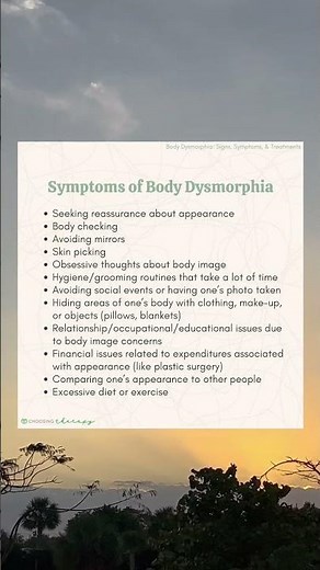 Symptoms of Body Dysmorphia