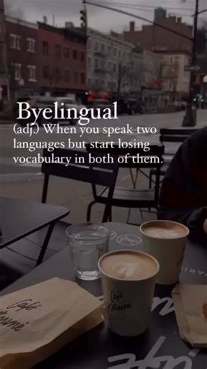 Daily Logophilia | New Words on Instagram: "Byelingual (pronounced BYE-ling-gwal, IPA: /ˌbaɪˈlɪŋɡwəl/) is a humorous modern slang term that describes someone who can understand a second language fairly well but struggles to speak it fluently. A byelingual person often knows what others are saying — they can follow conversations, read texts or understand movies — but when it’s their turn to speak, their brain freezes, words vanish or sentences come out broken and awkward. It’s a playful twist on 