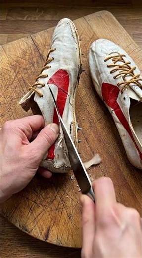 Bill Bowerman Handmade Track Shoes Prototype vs Knife #facelesscreator #cuttingasmr #satisfying