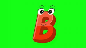 Download Cartoon style letter b 2d animation with green screen background, b alphabet dancing letters for little kids for free