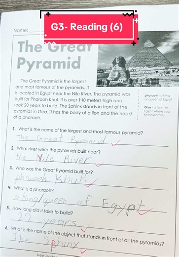 G3- Comprehensive Reading (6) #english #englishlearning #exercise #grade3 #language #reading #writing #basicenglish #englishforbeginners #education #comprehension