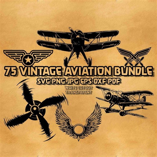 75 Vintage Aviation SVG Bundle, Biplane Aircraft Designs, Plane Engrave PNG Files - Etsy UK