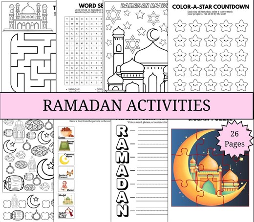 Printable Ramadan Activity Book for Kids | Ramadan Worksheets, Coloring Pages, Jigsaw Puzzles | Homeschool and Classroom Learning | PDF - Etsy