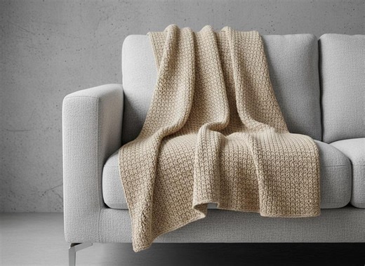 Simple Textured Crochet Blanket Pattern Modern Throw PDF - Etsy