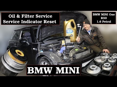 Oil and Filter service on a MINI One R50. Pre LSI Oil Filter mentioned & resetting Service Counter