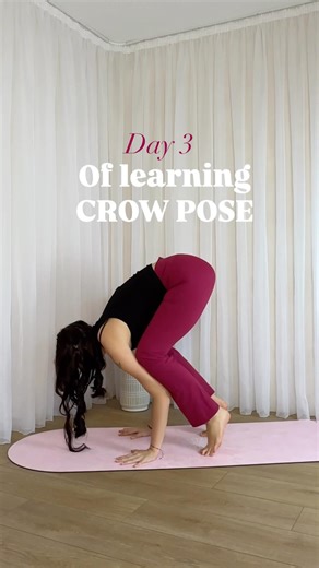 Day 3 learning crow pose #yoga #progress #motivation #yogapostures