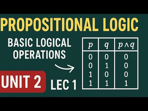 Propositional Logic : Basic Logical Operation, Truth table | Discrete Structure | Unit 2 | Lec 1