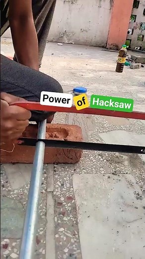 how to cut GI (Galvanized Iron) Pipe with hack-saw #galvanized #shorts