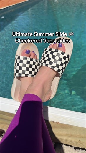 These Vans Slides are the ultimate summer slide! #vans #checkeredprint #sandals #tiktokshopspringglowup #tiktokshopcreatorpicks