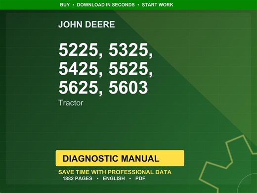 John Deere 5225, 5325, 5425, 5525, 5625, 5603 Tractor Diagnostic Manual PDF | Instant Download - Etsy
