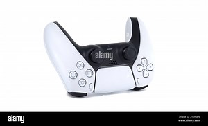 Close-up of a modern gaming controller with sleek white design and ergonomic features for immersive video game experiences Stock Photo - Alamy