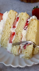 76K views · 1.2K reactions | This Strawberry Shortcake Cake is a delicious take on the strawberry shortcake dessert. Creamy and light whipped cream, and sliced fresh strawberries, sandwiched between layers of fluffy vanilla cake. This is a simple and easy cake to make, the results are beyond stunning and delightful.  Check out this amazing recipe here: https://www.piesandtacos.com/strawberry-shortcake-cake/ | Pies and Tacos | Facebook