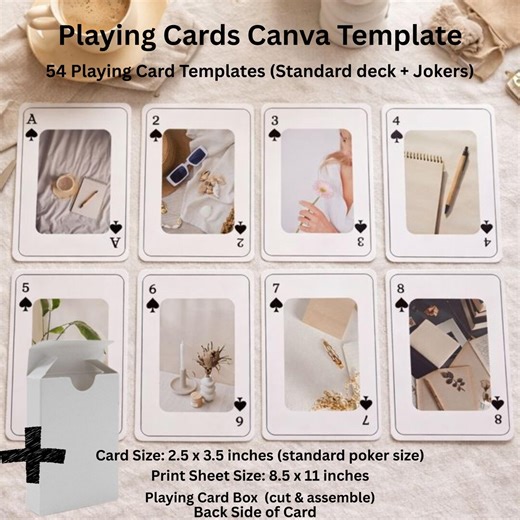 Editable Playing Cards Template, Playing Card Box Canva Template, Easy Drag and Drop DIY, Custom Playing Cards, Blank Playing Cards - Etsy