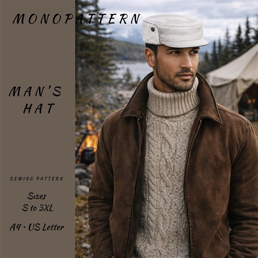 Men's Military Cadet Cap Sewing Pattern | Flat Top Hat (PDF Pattern, A4 & US Letter) - Etsy