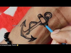 How to Draw Freehand Anchor tattoo | tattooing with pen to make anchor tattoo 😊