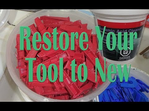 How to remove thinset from T-Lock wedges and other tools with sulfamic acid