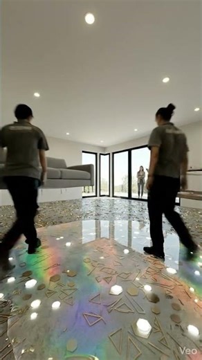 🌌✨ Sala de Estar Futurista: Suelo Epóxico Holográfico con LEDs y Pigmentos 💎🎨