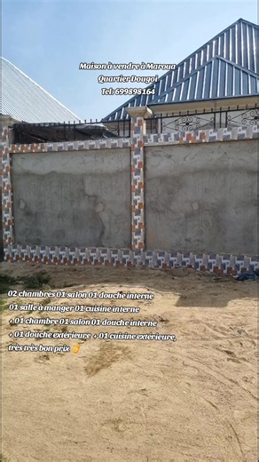 Maison à vendre Maroua Dougoi – 3 chambres, 2 salons, prix attractif