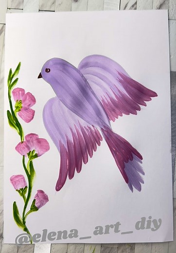 Easy Bird Drawing for Kids with Paint