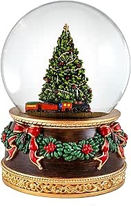 Revolving Train Christmas Tree Snow Globe by San Francisco Music Box