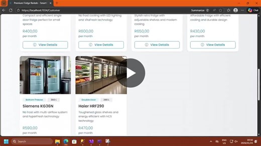 This is my 3rd year university project at NMU! I built a Fridge Management System as part of a commercial fridge rental platform using C#, ASP.NET Core MVC. This subsystem helps customers report… | Nokubonga Mpanza