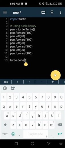 draw square using turtle library..