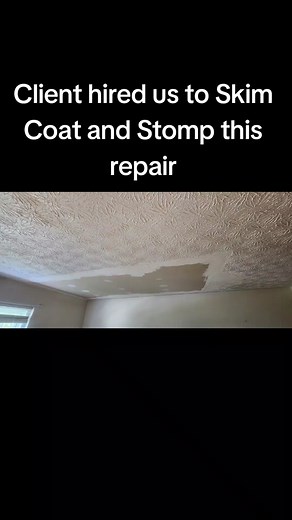 We were hired to Skim and do a Stomp Texture match for this homeowner (Drywall & tape were already done). You can barely see where the repair was !!! #Drywall #drywallrepair #ceiling #ceilingrepair #Texture #stomptexture #Skim #skimcoat #columbusohio #Columbus #E&JTextureAndDrywallLLC